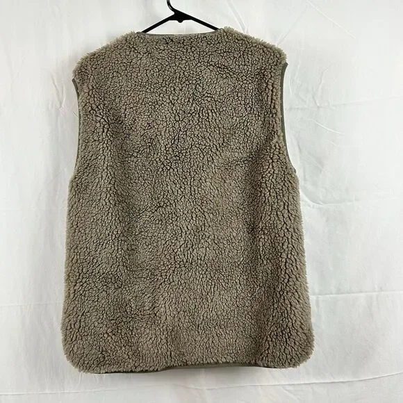 BDG Urban Outfitters Medium Borg Sherpa Vest Brown Zip Pockets Sleeveless Cozy - Picture 6 of 12